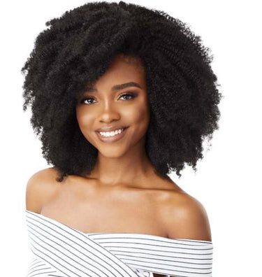 OUTRE BIG BEAUTIFUL HAIR CLIP INS 9 PCS -4C CORKSCREW AFRO - FRONT BLACK